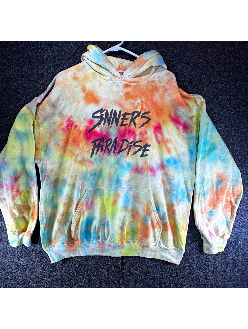 Gildan Heavy Blend XL Tie-Dye Pullover Hoodie Fleece Pockets Sinner’s